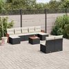 vidaXL 10-tlg. Garten-Sofagarnitur mit Kissen Schwarz Poly Rattan
