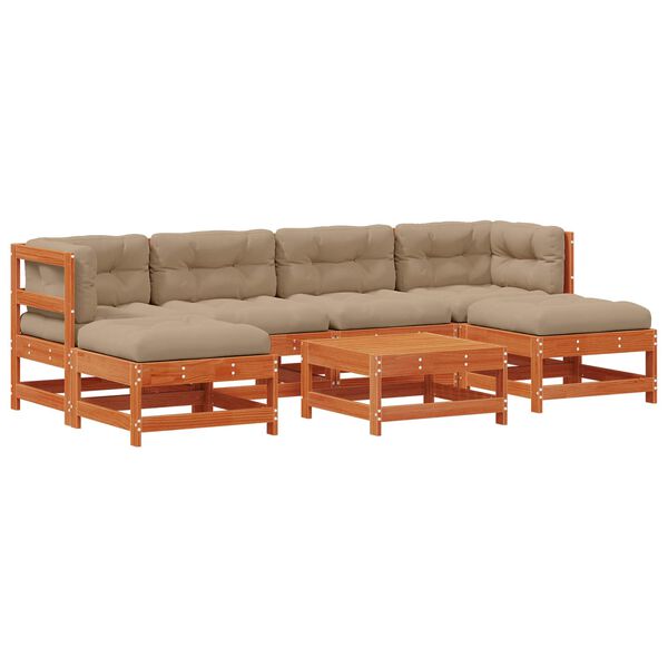 vidaXL Garten-Lounge-Set 7 pcs Wachsbraun Massives Kiefernholz