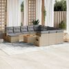 vidaXL 13-tlg. Garten-Sofagarnitur mit Kissen Beige Poly Rattan
