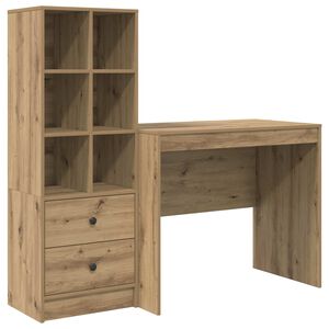 vidaXL Schreibtisch mit Schubladen mit Regal 2 pcs Artisan-Eiche