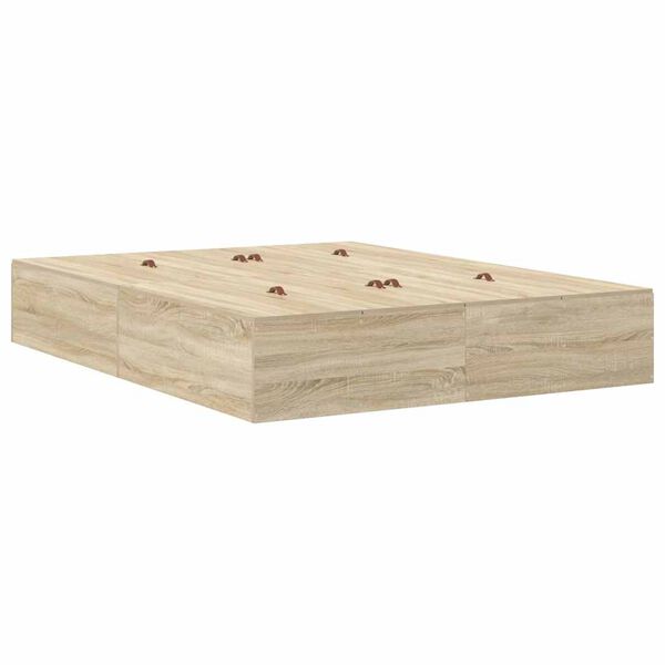 vidaXL Aufbewahrungsbettgestell Sonoma-Eiche 150 cm Holzwerkstoff