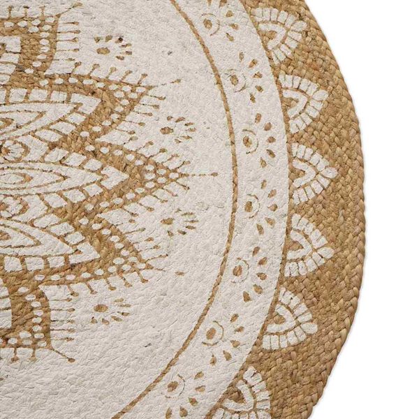 vidaXL Jute Teppich Floral Natur 122 x 183 cm Jute