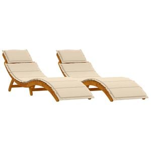 vidaXL Sonnenliege 2 stk. Massivholz Akazie Beige