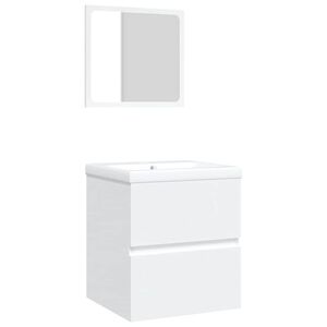 vidaXL Waschbeckenunterschrank mit Waschbecken und Spiegel Wei&szlig;