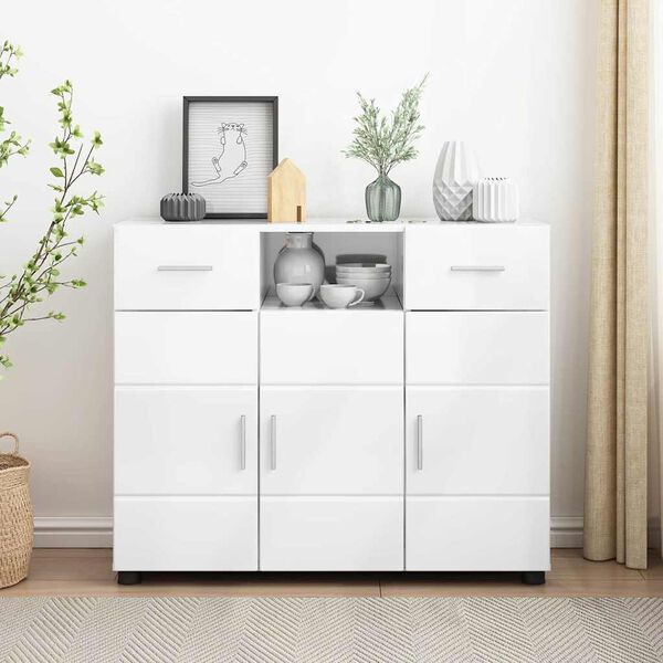 vidaXL Holzschrank Hochglanz Wei&szlig; 88,5 x 30,5 x 73 cm Holzwerkstoff