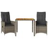 vidaXL 3-tlg. Bistro-Set mit Kissen Grau Poly Rattan