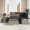 vidaXL Gartensofa-set mit Kissen mit Speicher 8 pcs Grau Poly Rattan