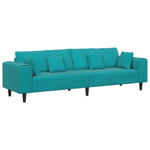 vidaXL Sofa mit Kissen T&uuml;rkis 250 x 77 x 76 cm Samt