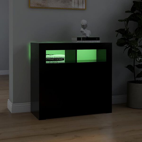 vidaXL Sideboard mit LED-Leuchten Schwarz 80x35x75 cm