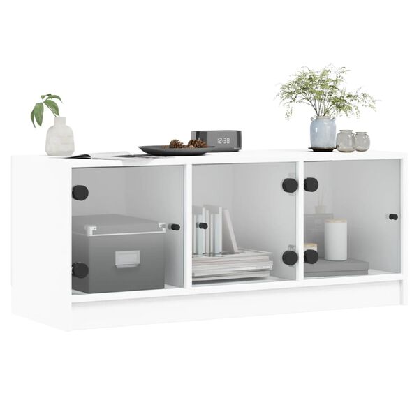 vidaXL TV-Schrank mit Glastüren Weiß 102x37x42 cm