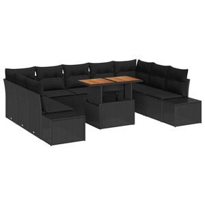 vidaXL Garten Essgruppe mit Kissen 10 pcs Schwarz und Braun