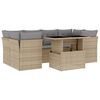 vidaXL 7-tlg. Garten-Sofagarnitur mit Kissen Beige Poly Rattan