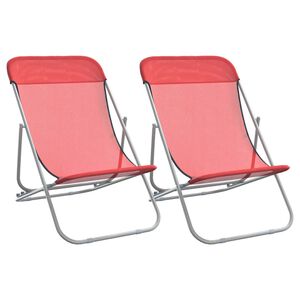 vidaXL Strandst&uuml;hle 2 Stk. Rot Textilene & Pulverbeschichteter Stahl
