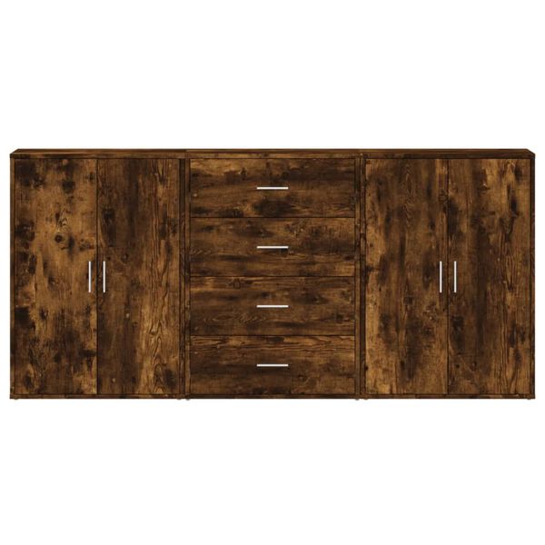 vidaXL Sideboards 3 Stk. Räuchereiche 60x31x84 cm Holzwerkstoff