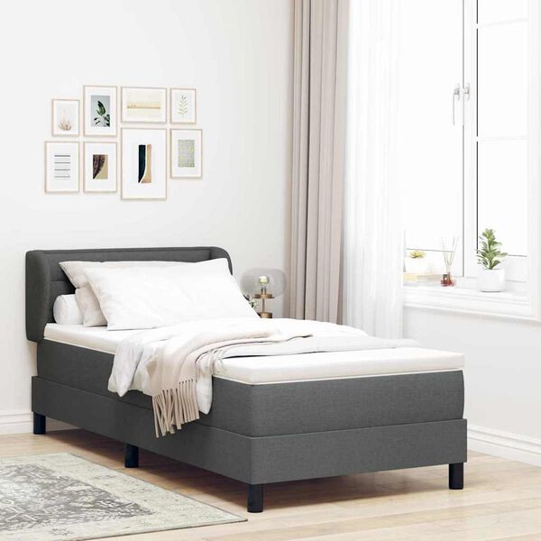 vidaXL Boxspringbett mit Matratze Dunkelgrau 80 x 200 cm Stoff
