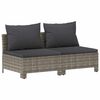vidaXL Gartensofa 2-Sitzer mit Kissen Grau Poly Rattan
