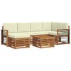 vidaXL Outdoor-Sofagarnitur 7 stk. Natur und Creme Polyester