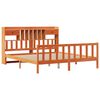 vidaXL Massivholzbett mit Regal ohne Matratze Wachsbraun 200x200 cm