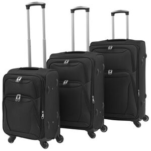 vidaXL 3-tlg. Weichgep&auml;ck Trolley-Set Schwarz