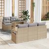 vidaXL Gartensofa-set mit Kissen mit Speicher 6 pcs Beige Poly Rattan