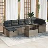 vidaXL Garten-Sofa-Set mit Kissen mit Speicher 8 pcs Grau Poly Rattan