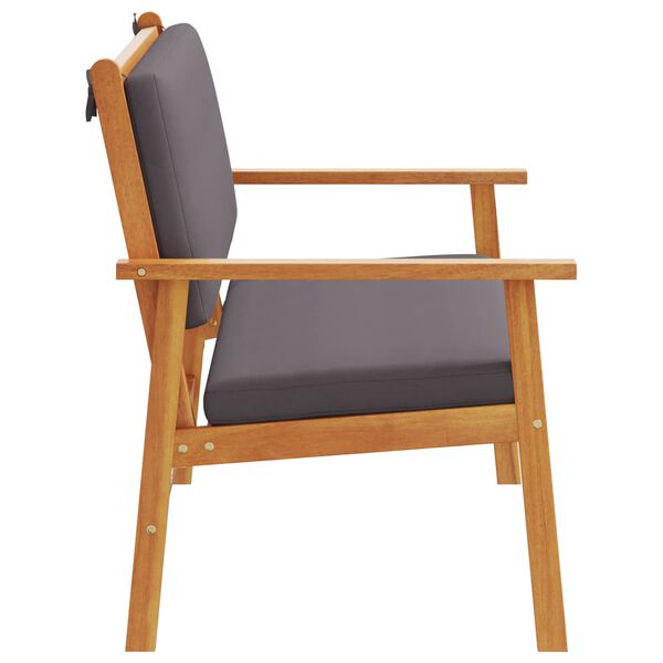 vidaXL Gartenbank mit Kissen Anthrazit Massivholz Akazie