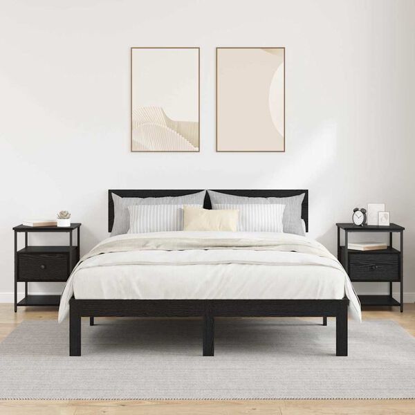 vidaXL Nachttisch 2 pcs Schwarz Eichen-Optik 40 x 42 x 56 cm