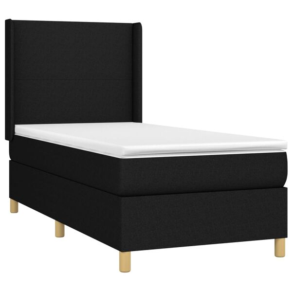 vidaXL Boxspringbett mit Matratze & LED Schwarz 80x200 cm Stoff