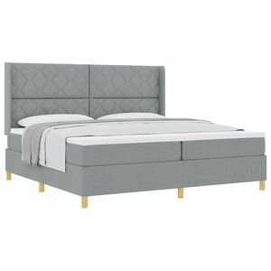 vidaXL Boxspringbett mit Matratze Hellgrau 200 x 200 cm Stoff