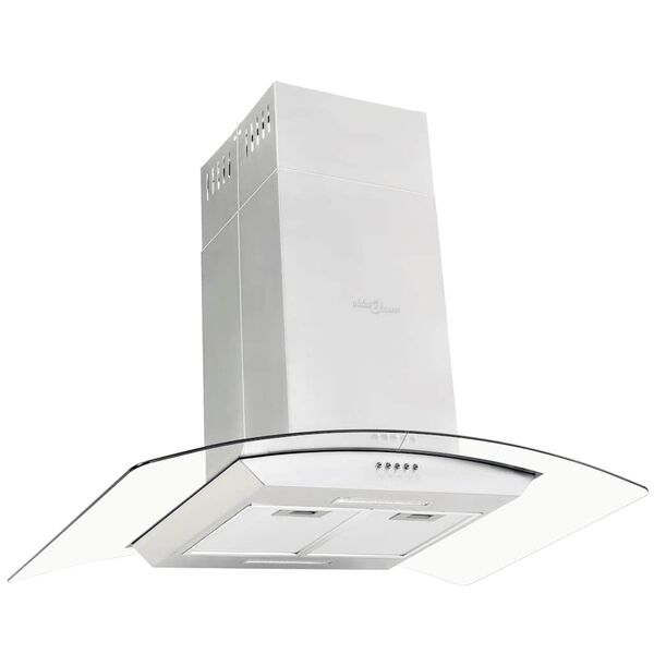 vidaXL Insel-Dunstabzugshaube 90 cm Edelstahl 756 m&sup3;/h LED