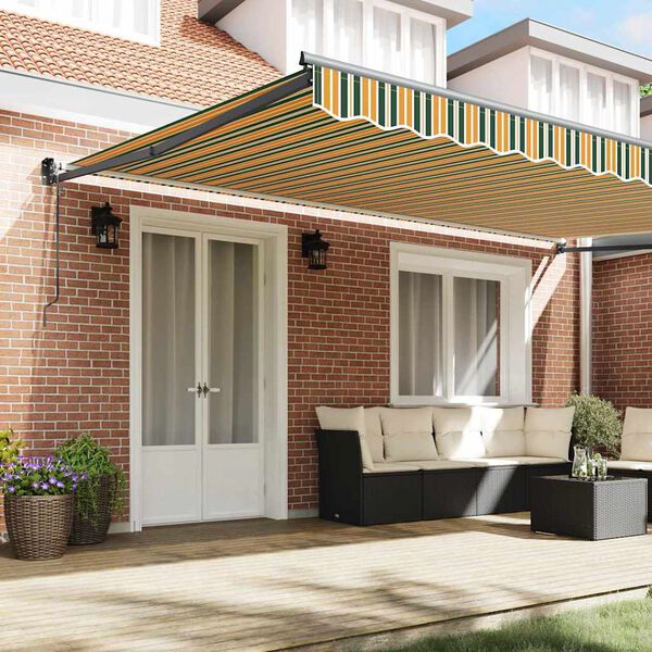 vidaXL Einziehbare Markise Gestreift Gr&uuml;n und Gelb 500 x 300 cm