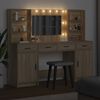 vidaXL Schminktischset mit LED 3 pcs Sonoma-Eiche Holzwerkstoff