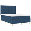 vidaXL Boxspringbett mit Matratze mit Kopfteil Blau 160 x 200 cm Stoff