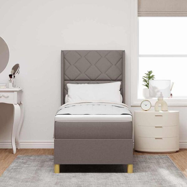 vidaXL Boxspringbett mit Matratze mit Kopfteil Taupe 80 x 200 cm Stoff