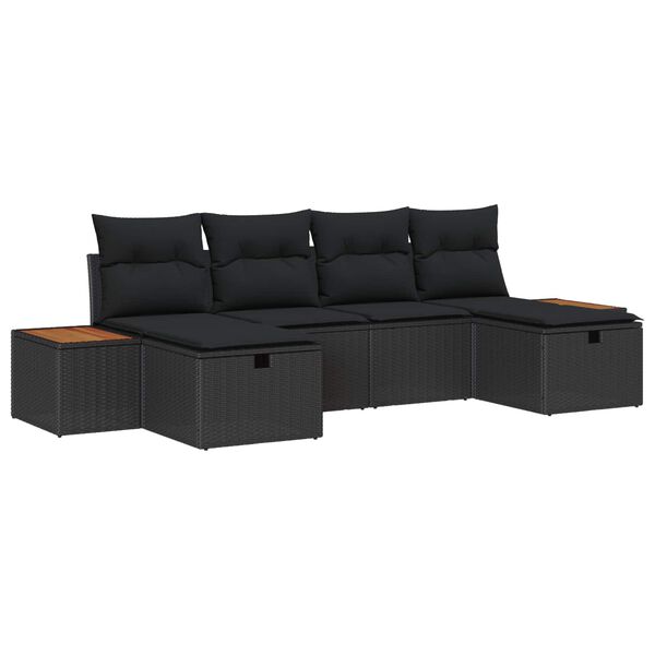vidaXL Garten-Sofa-Set 6 pcs Schwarz 55 x 62 x 69 cm Poly Rattan