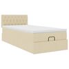 vidaXL Ottoman-Bett mit Matratze & LEDs Creme 90x190 cm Stoff