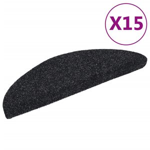 vidaXL Stufenmatten Selbstklebend 15 Stk. 56x17x3 cm Schwarz Halbrund