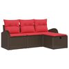 vidaXL Sofa Set 4 Stk. 4-Sitzanzahl Braun und Rot Poly-Rattan