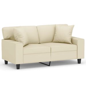 vidaXL 2-Sitzer-Sofa mit Zierkissen Creme 120 cm Kunstleder
