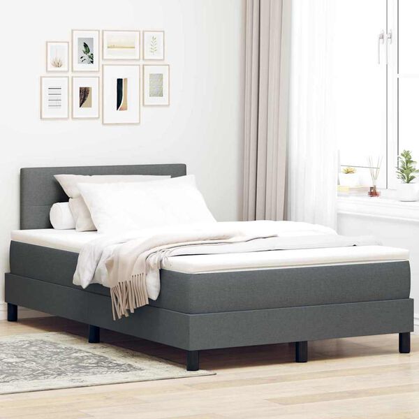 vidaXL Boxspringbett mit Matratze Dunkelgrau 120 x 200 cm Stoff