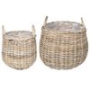 vidaXL Blumentopf K&ouml;rbchen GENDT 2 stk. Nat&uuml;rliches Grau Kubu Rattan
