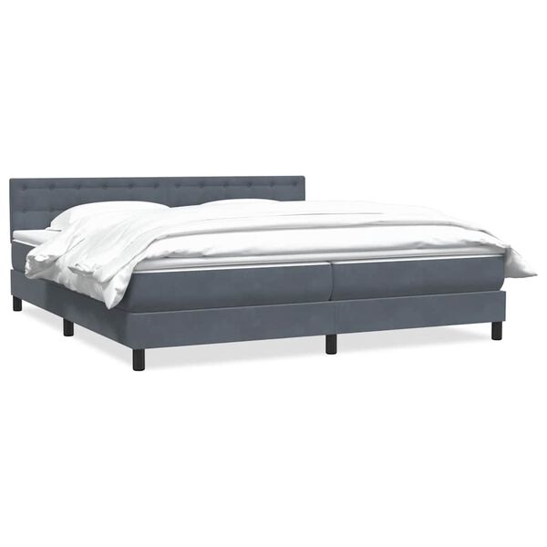 vidaXL Boxspringbett mit Matratze Dunkelgrau 200x210 cm Samt