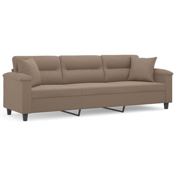 vidaXL 3-Sitzer-Sofa mit Kissen Taupe 210 cm Mikrofasergewebe