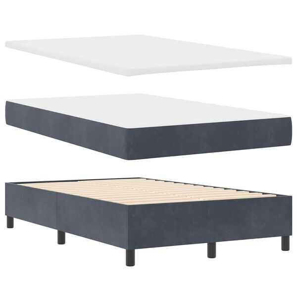 vidaXL Boxspringbett mit Matratze Dunkelgrau 120 x 190 cm Samt
