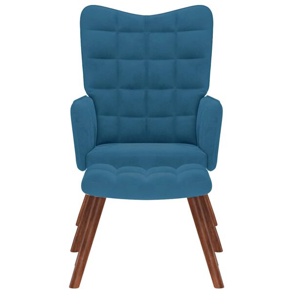 vidaXL Relaxsessel mit Hocker Blau Samt