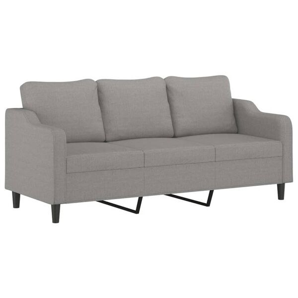 vidaXL 3-Sitzer-Sofa Hellgrau 180 cm Stoff