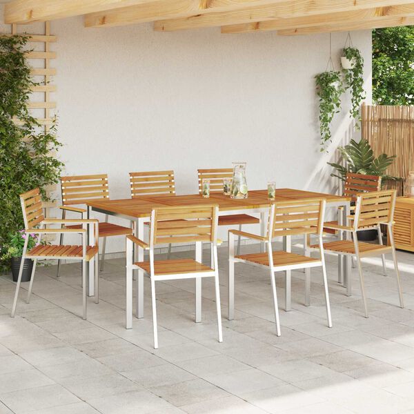 vidaXL Gartenstuhl 8 pcs &Ouml;l-Natur 56 x 54,5 x 87 cm Massivholz Akazie