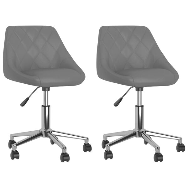 vidaXL Esszimmerst&uuml;hle 2 Stk. Drehbar Grau Kunstleder