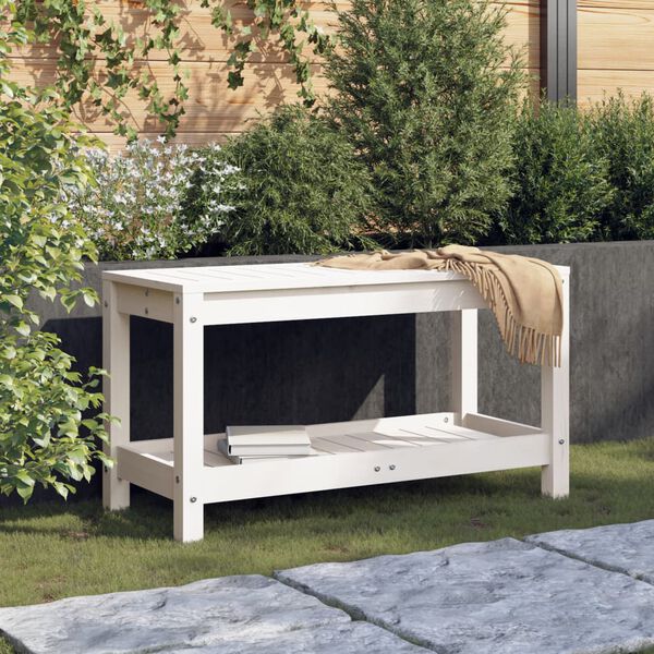 vidaXL Gartenbank Wei&szlig; 82,5x35x45 cm Massivholz Kiefer