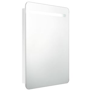 vidaXL LED-Spiegelschrank f&uuml;rs Bad Gl&auml;nzend Wei&szlig; 60x11x80 cm